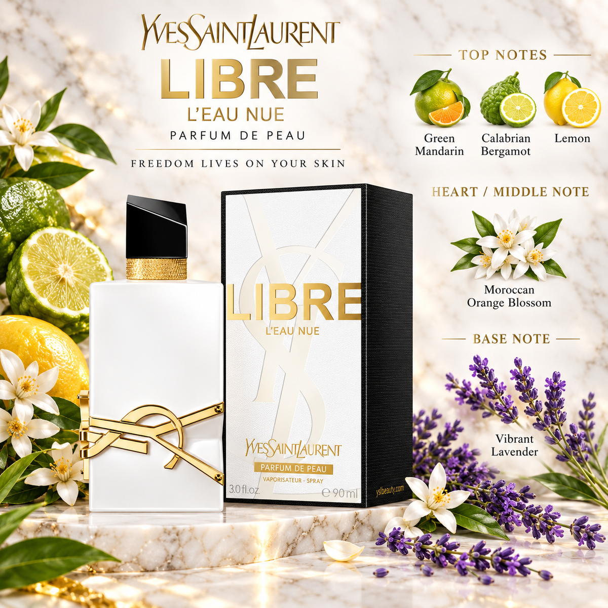 Yves Saint Laurent Libre L'Eau Nue Parfum de Peau for Women 3.0 Ounce