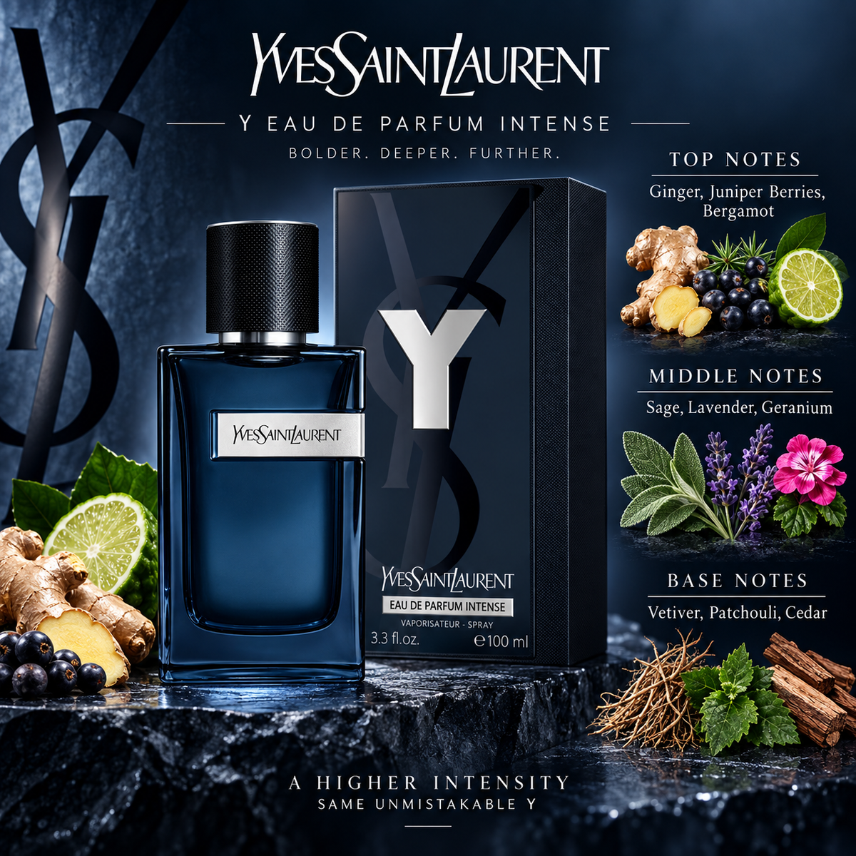 Yves Saint Laurent Y Eau de Parfum Intense for Men 3.4 Ounce