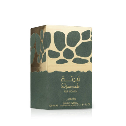 Lattafa Qimmah for Women perfume packaging on a white background