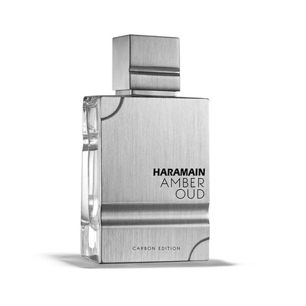 Haramain Amber Oud perfume bottle on a white background