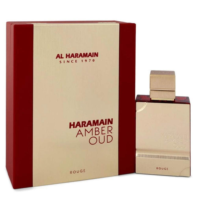 Haramain Amber Oud perfume bottle and packaging on a white background