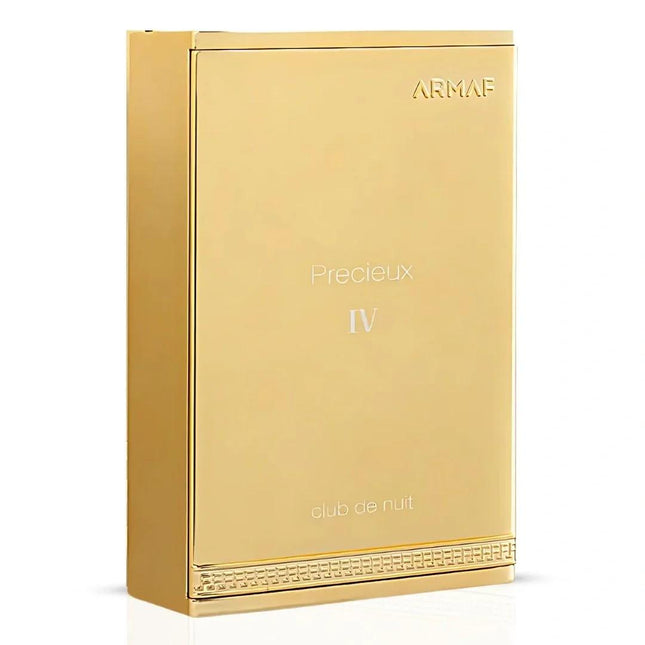 Gold Armaf perfume box with 'Pretexte IV' and 'club de nuit' text on a white background