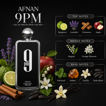 Afnan 9PM Eau De Parfum Spray for Men 3.4 Ounce
