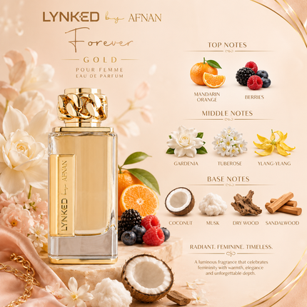 Afnan Lynked Forever Gold Pour Femme Eau De Parfum for Women 3.4 Ounce