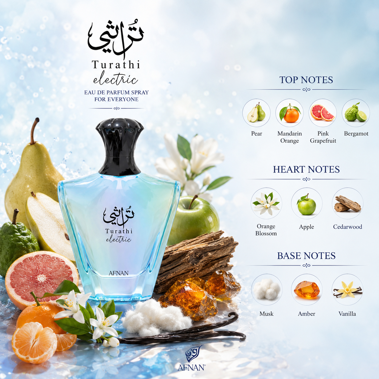 Afnan Turathi Electric Eau de Parfum Spray for Unisex 3.0 Ounce