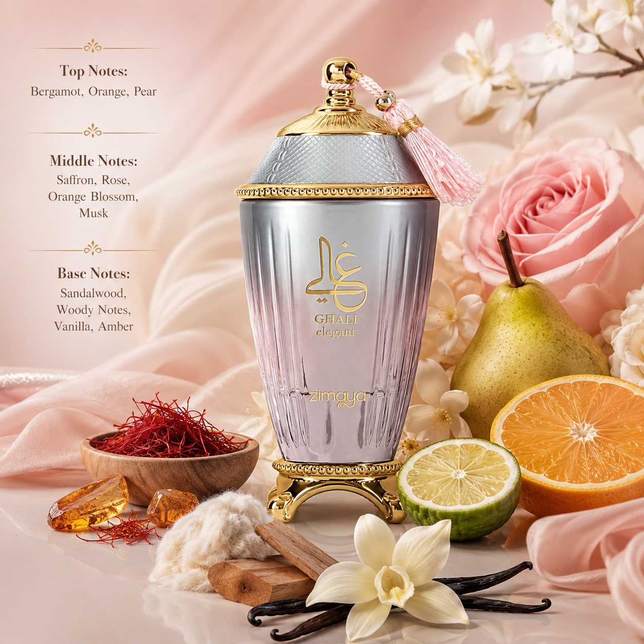 Zimaya Ghali Elegante Eau de Parfum Spray For Women, 3.4 Ounce