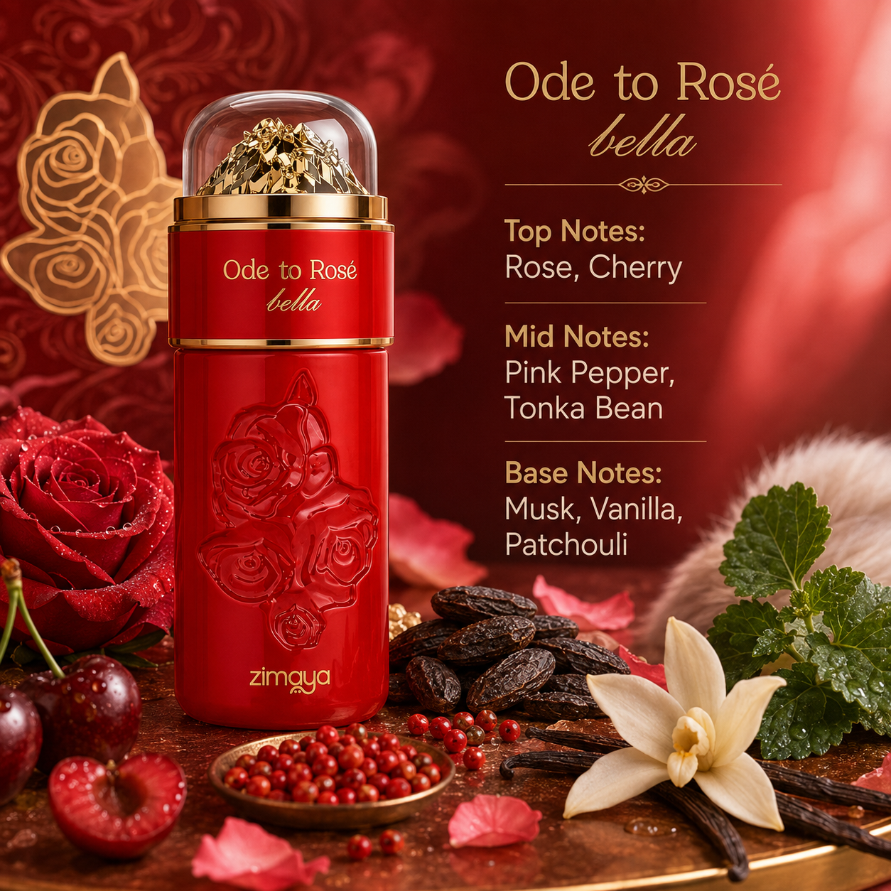 Zimaya Ode to Rose Bella Eau de Parfum Spray For Women, 3.4 Ounce