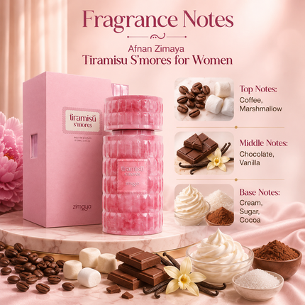 Afnan Zimaya Tiramisu S'mores for Women Eau de Parfum Spray, 3.4 Ounce