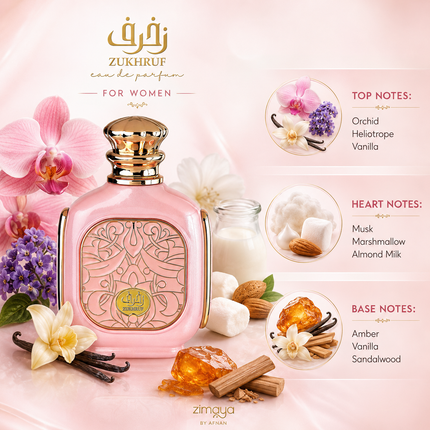 Afnan Zukhruf Pink Eau De Parfum for Women 3.4 Ounce