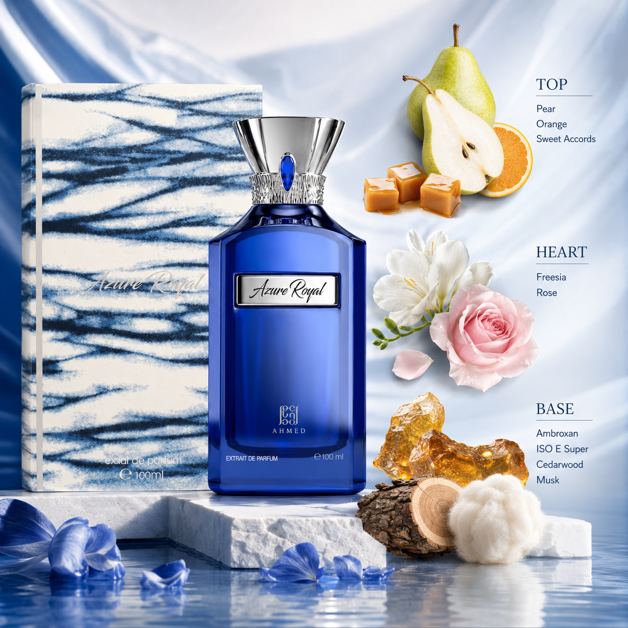 Ahmed Al Maghribi Azure Royal Eau de Parfum Spray for Unisex, 3.4 Ounce