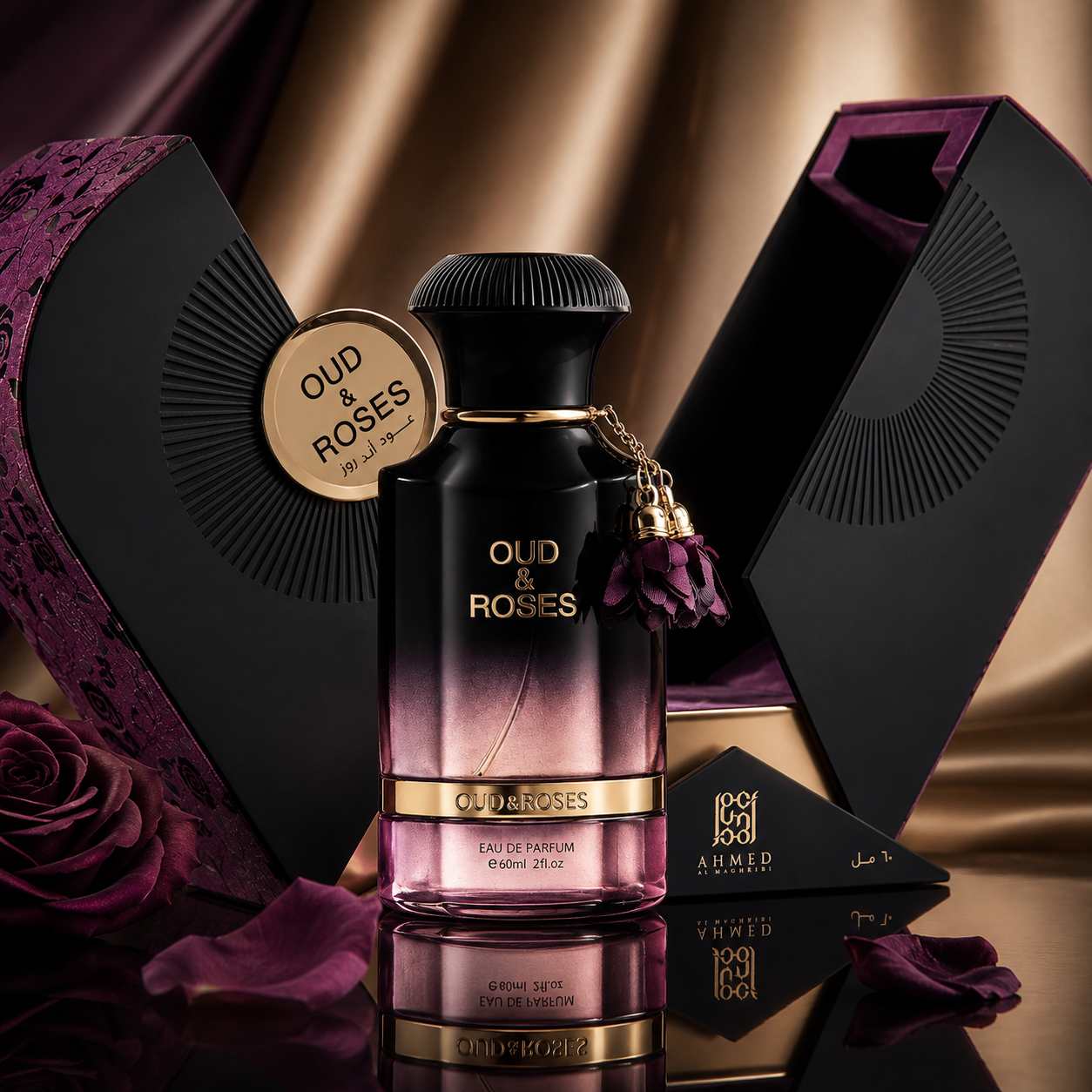 Ahmed Al Maghribi Oud & Roses Extrait de Parfum Spray for Unisex 2.0 Ounce