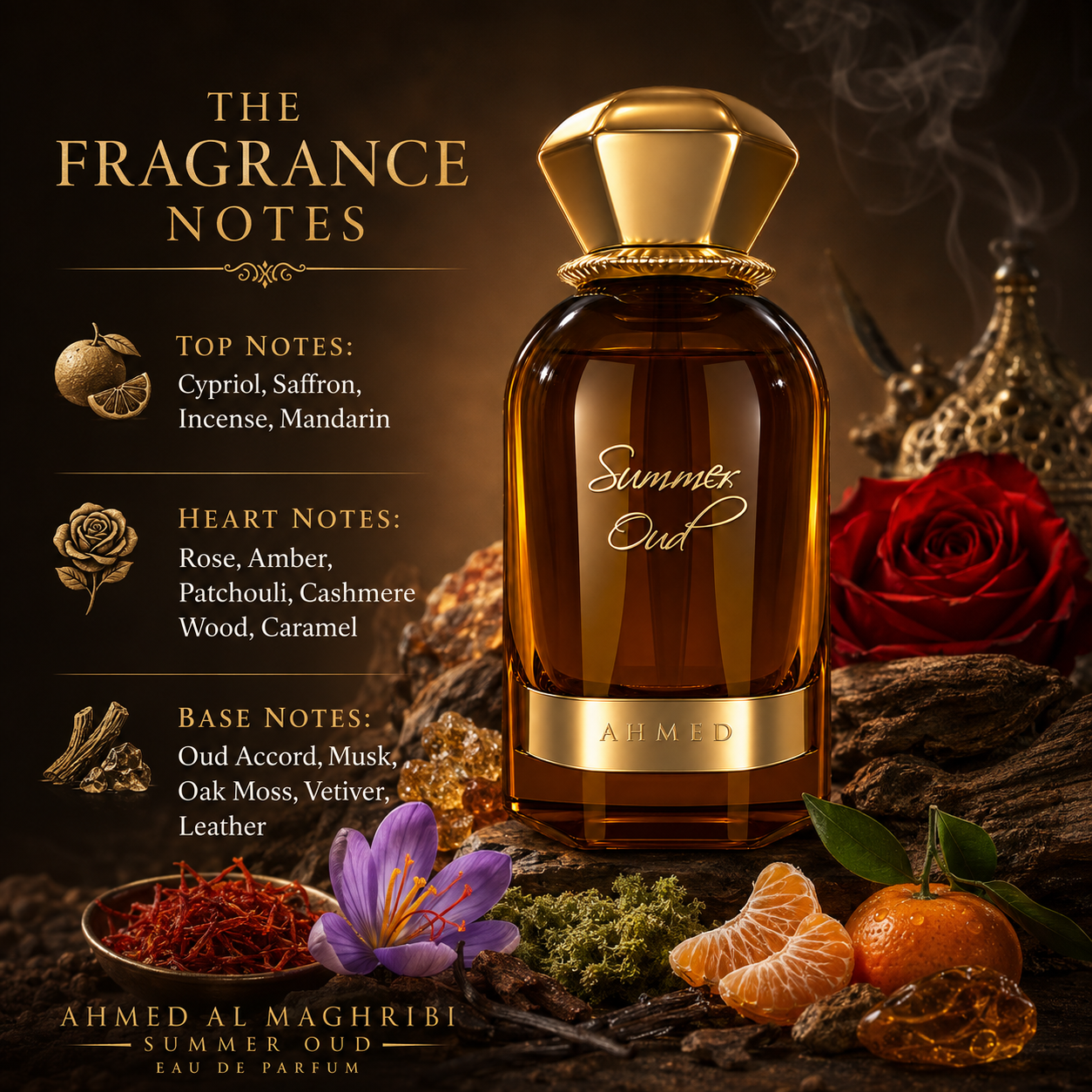 Ahmed Al Maghribi Summer Oud Extrait de Parfum Spray for Unisex 2.0 Ounce