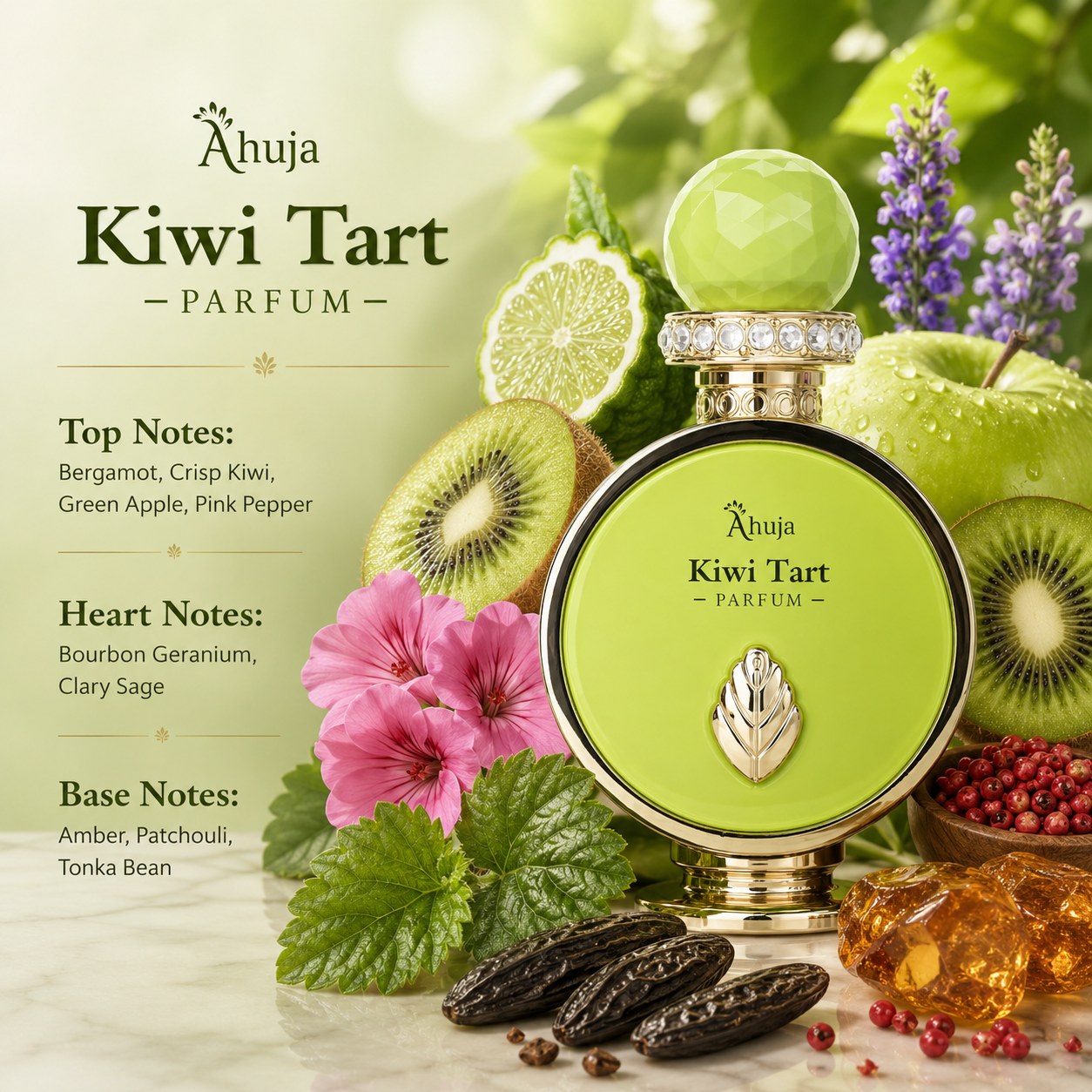 Ahuja Kiwi Tart Eau de Parfum for Unisex 3.4 Ounce