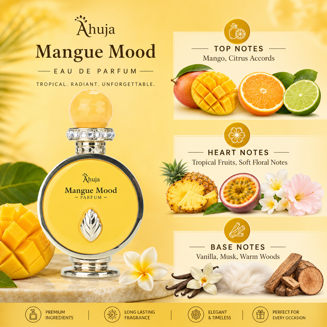 Ahuja Mangue Mood Eau de Parfum for Unisex 3.4 Ounce