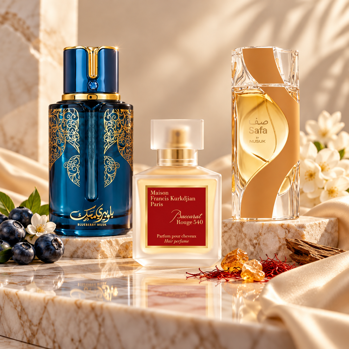 Arabiyat Prestige Blueberry Musk + Baccarat Rouge White + Nusuk Safa 3-Piece Fragrance Bundle for Unisex