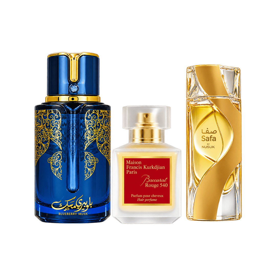 Arabiyat Prestige Blueberry Musk + Baccarat Rouge White + Nusuk Safa 3-Piece Fragrance Bundle for Unisex