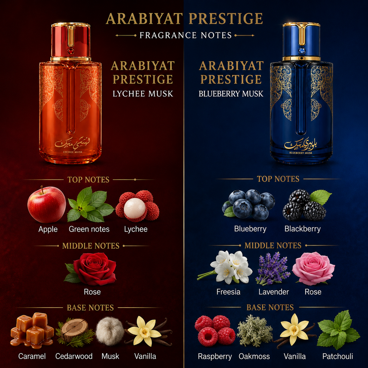 Arabiyat Prestige Lychee Musk & Blueberry Musk Fragrance Bundle for Unisex