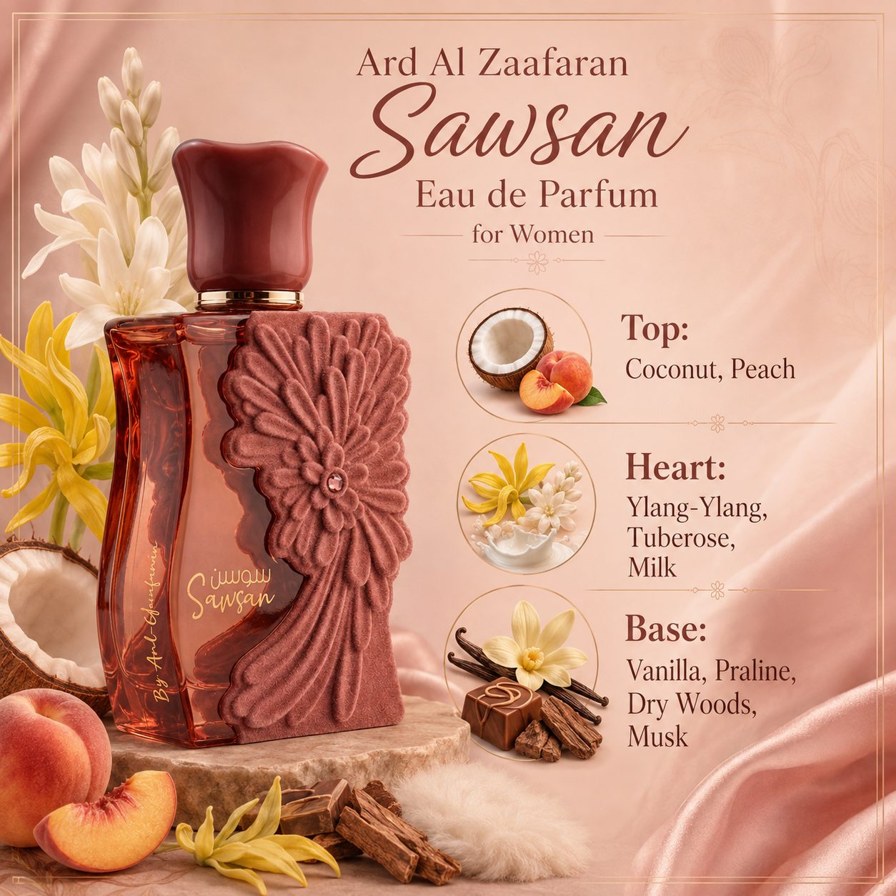 Ard Al Zaafaran Sawsan Eau De Parfum Spray For Women 3.4 Ounce