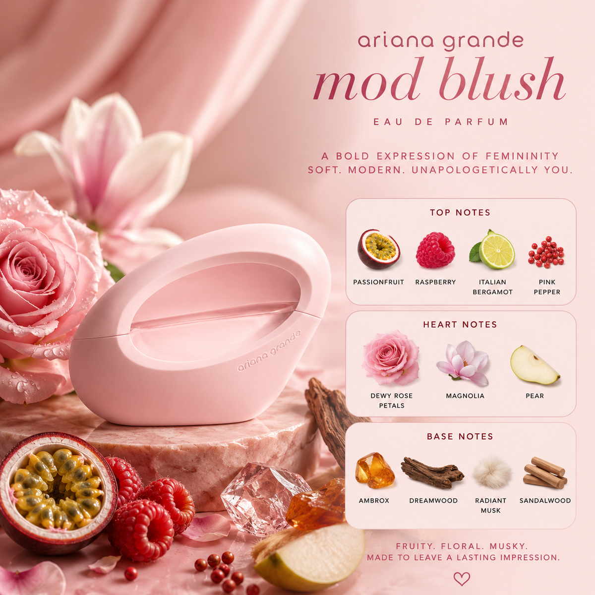 Ariana Grande Mod Blush Eau de Parfum for Women 3.4 Ounce