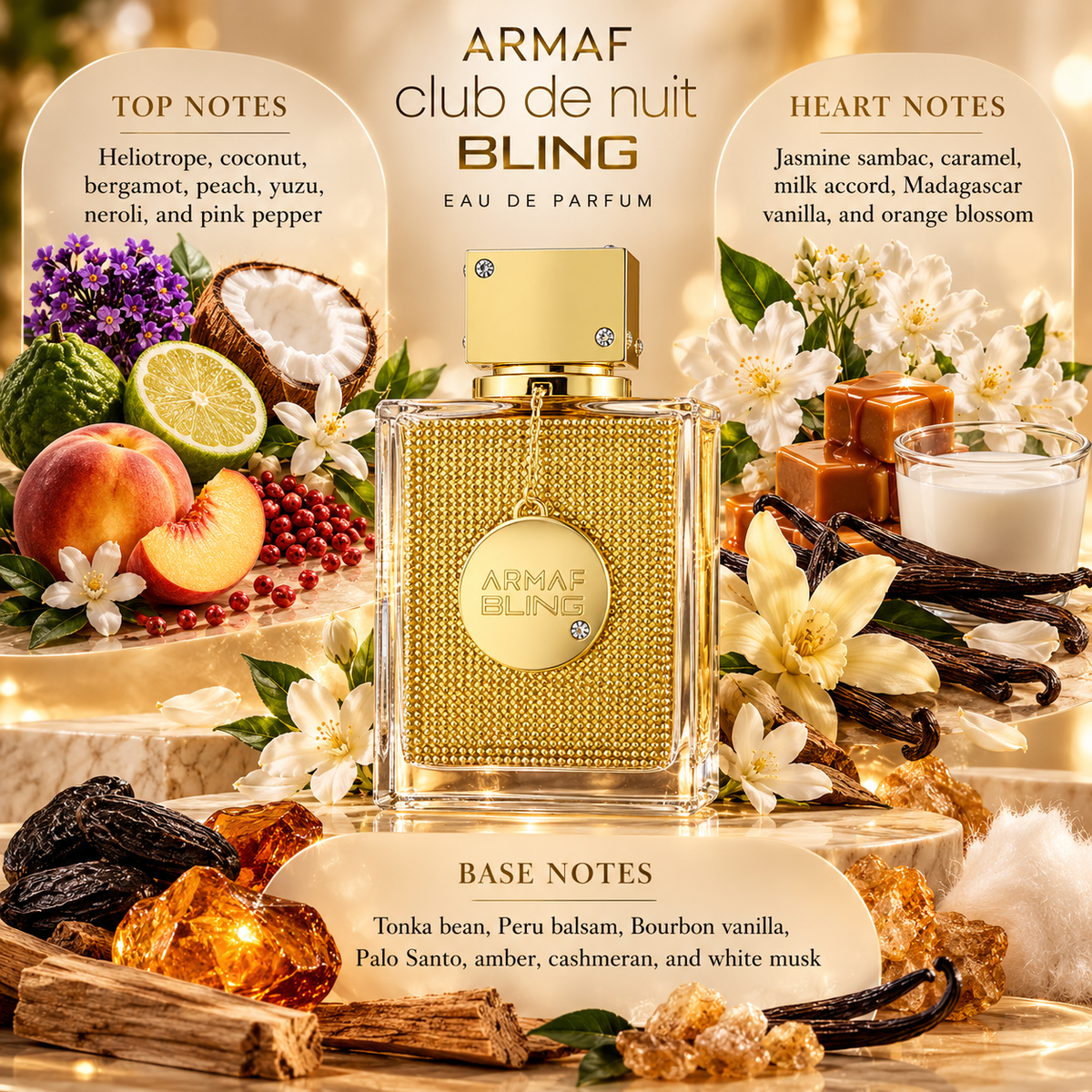 Armaf Club De Nuit Bling Gold Eau de Parfum Spray for Women 2.5 Ounce
