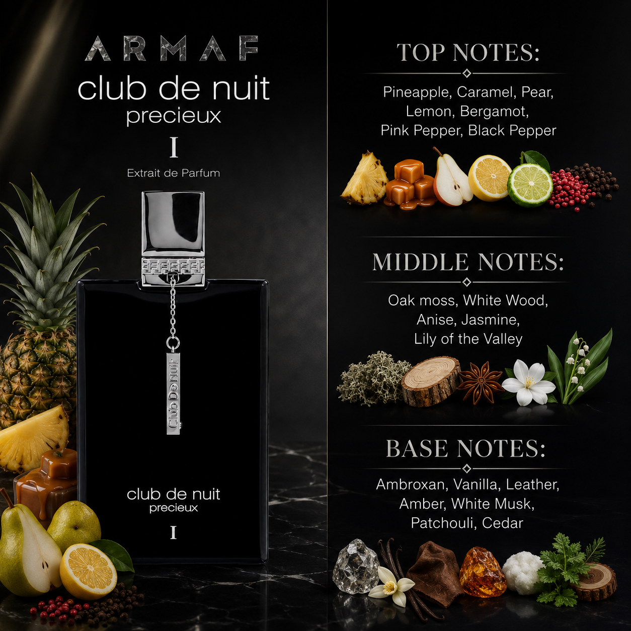 Armaf Club De Nuit Precieux 1 Extrait de Parfum Spray for Men 1.85 Ounce