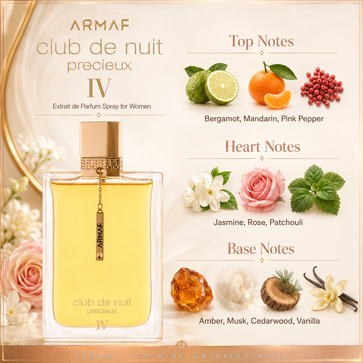 Armaf Club de Nuit Precieux IV Extrait de Parfum Spray for Women 1.85 Ounce