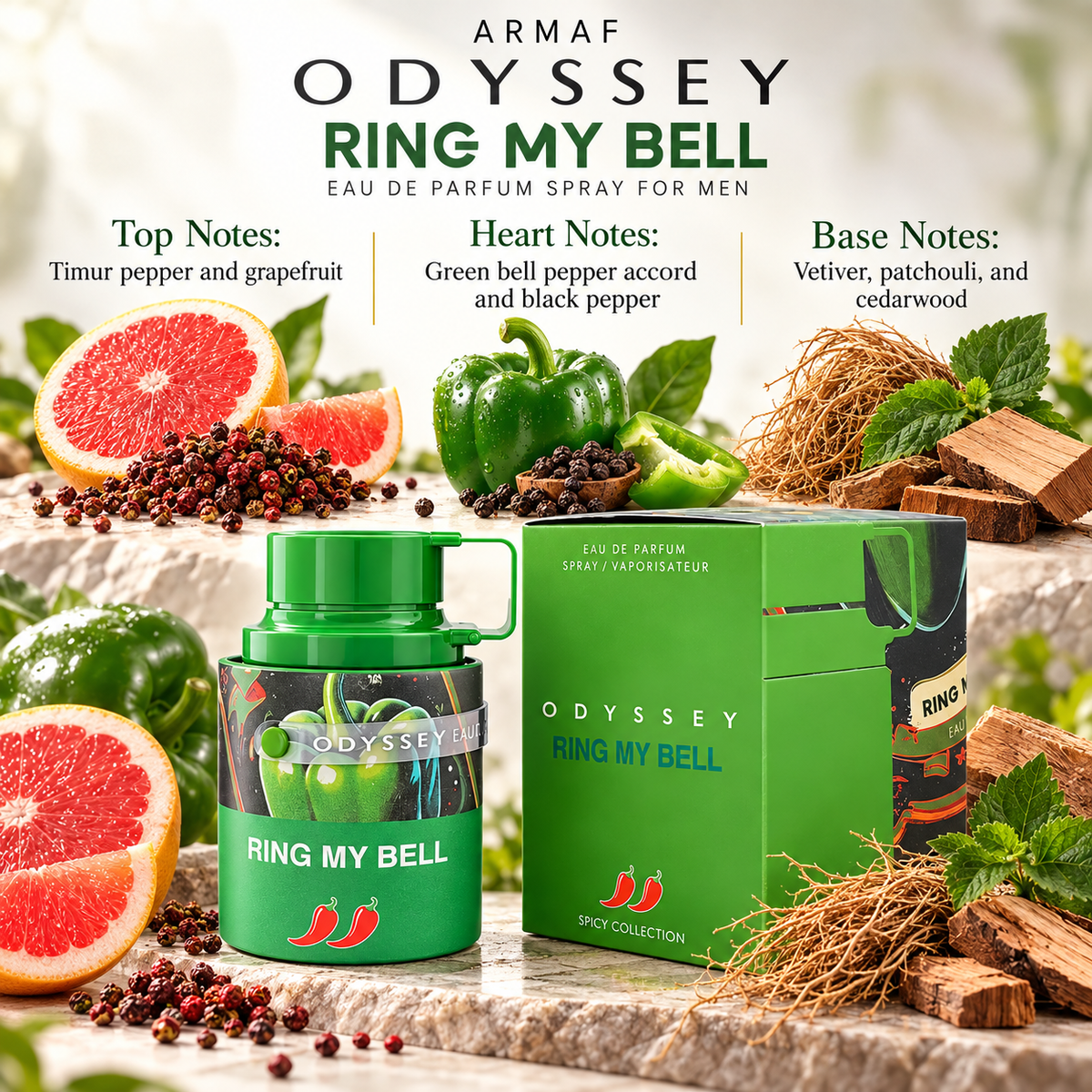Armaf Odyssey Ring My Bell Eau de Parfum Spray for Men 3.4 Ounce