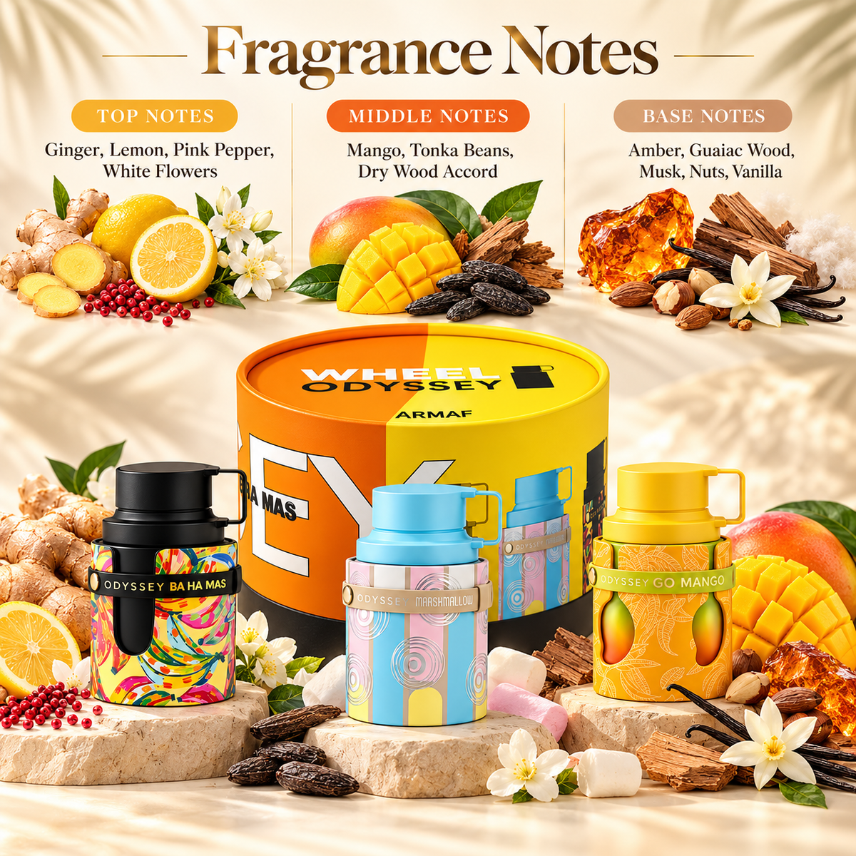 Armaf Wheel of Odyssey Ba Ha Mas, Go Mango & Marshmallow Gift Set for Unisex, image 5