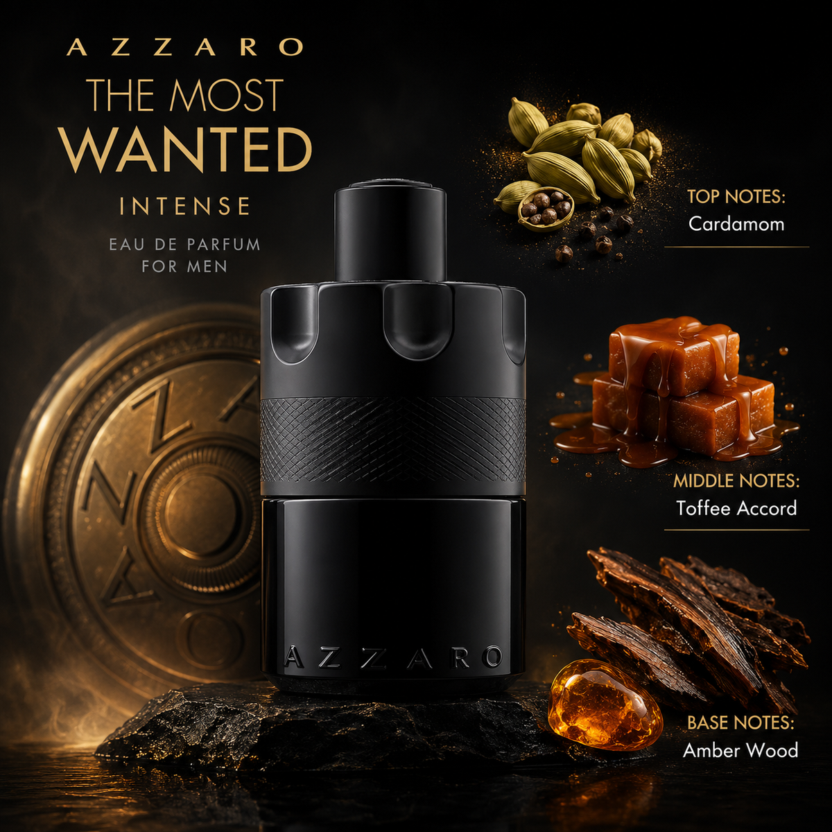 Azzaro The Most Wanted Eau de Parfum Intense for Men, 3.4 Ounce