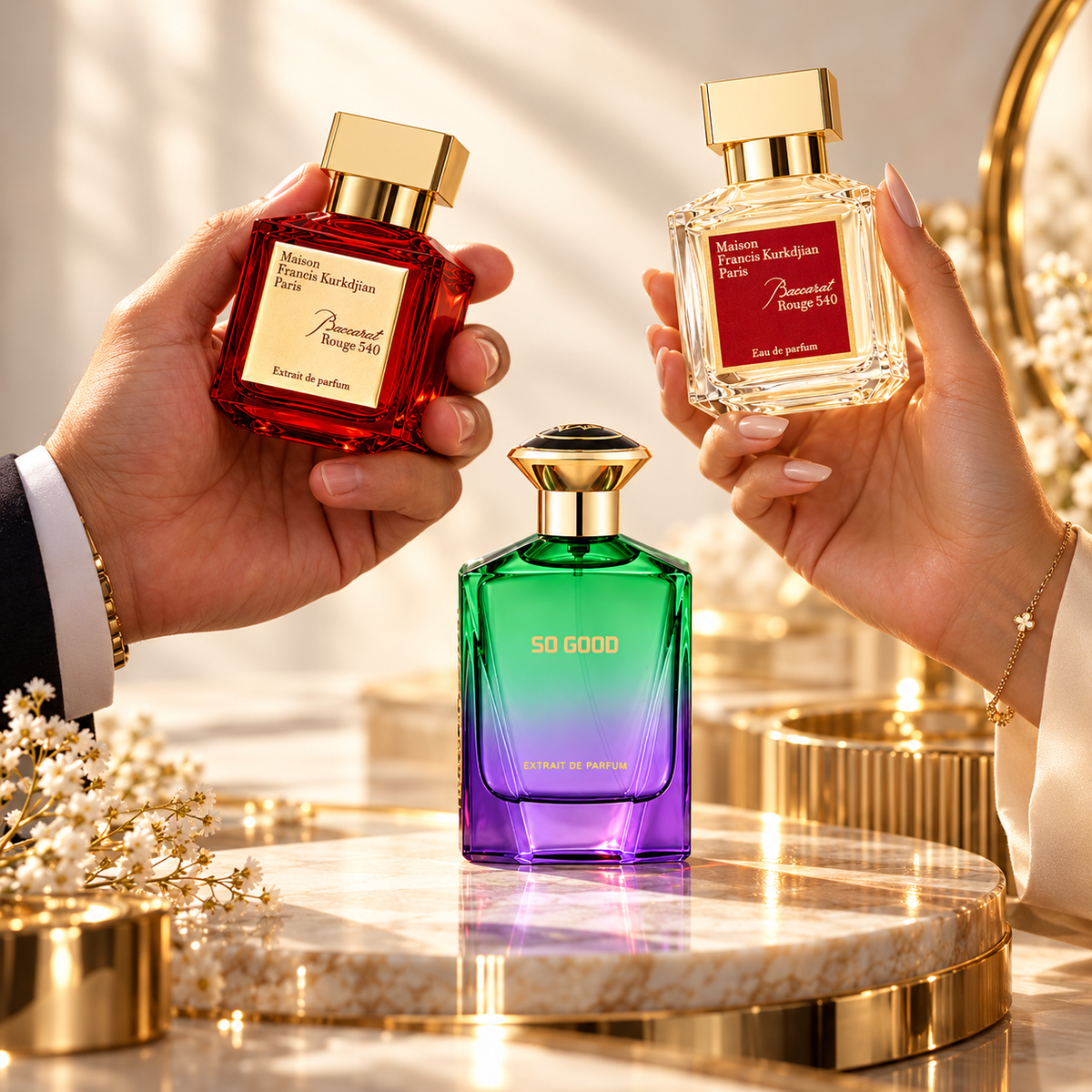 Three full-size sweet amber perfumes in one bundle