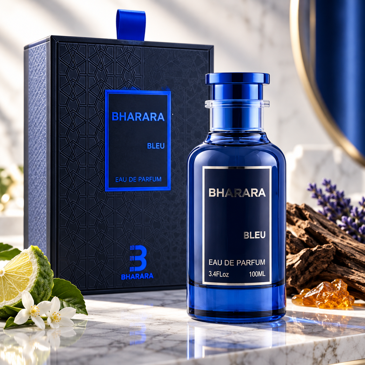 Bharara Bleu Eau de Parfum for Men, 3.4 Ounce
