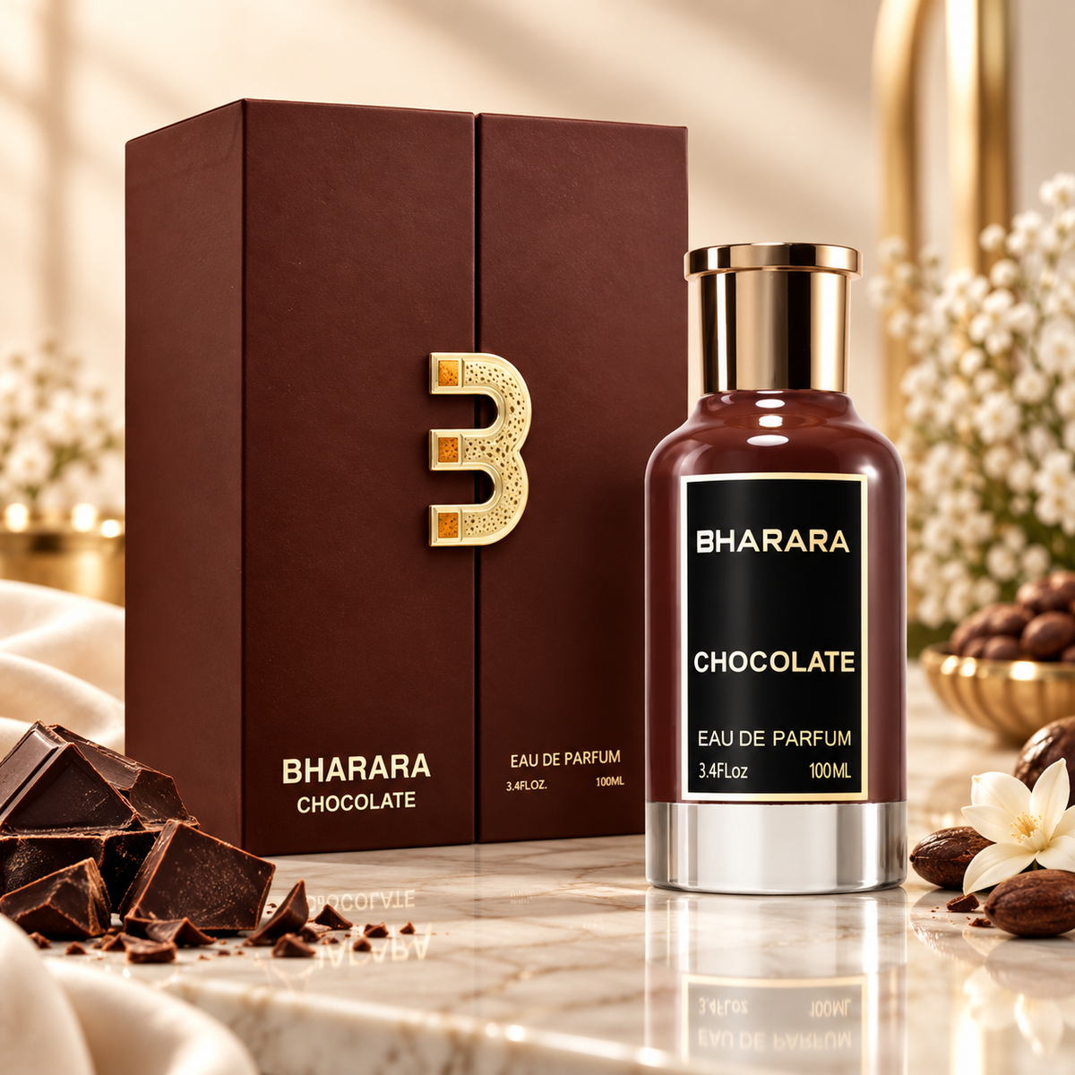 Bharara Chocolate Eau de Parfum for Unisex, 3.4 Ounce