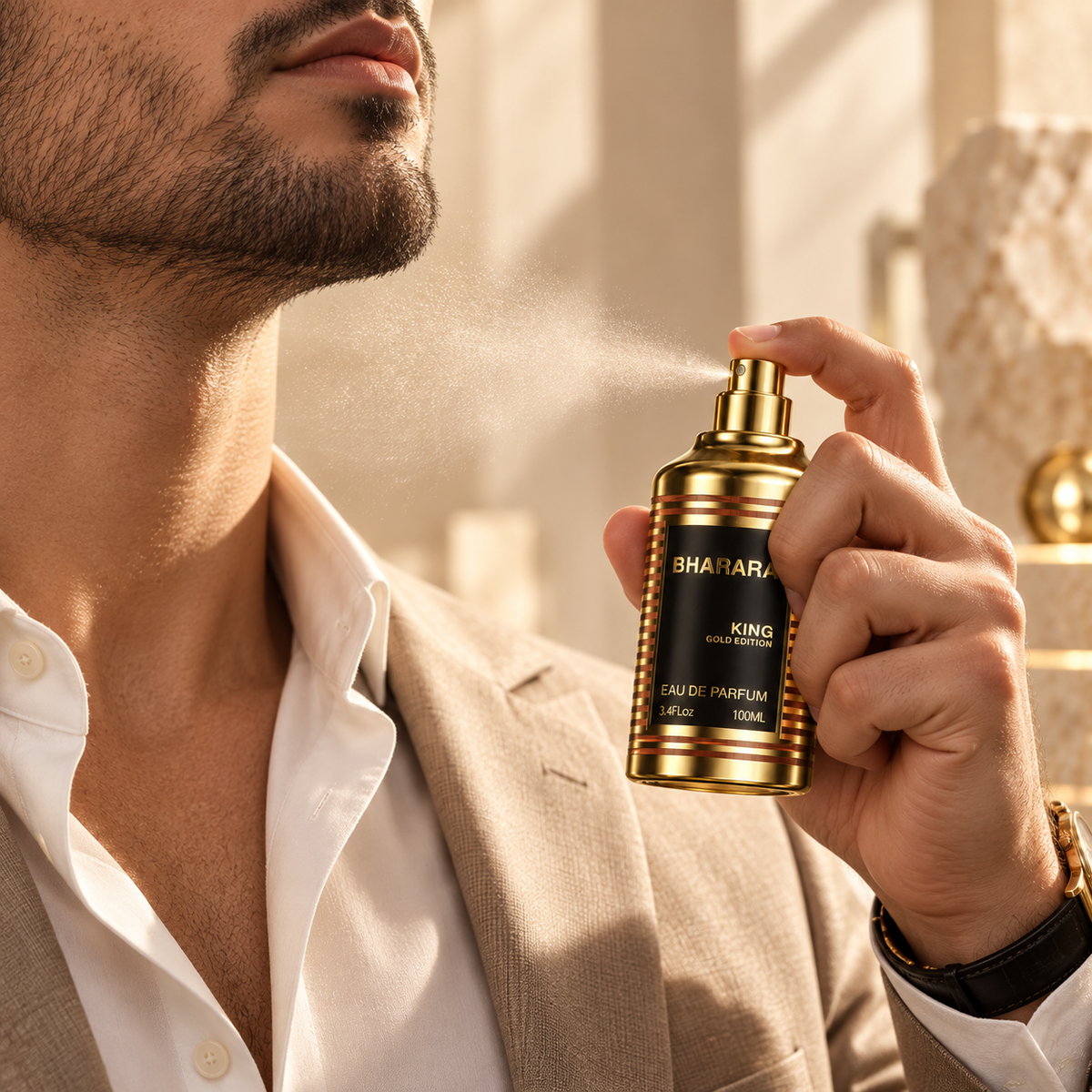 Bharara King Gold Edition Eau de Parfum for Men, 3.4 Ounce