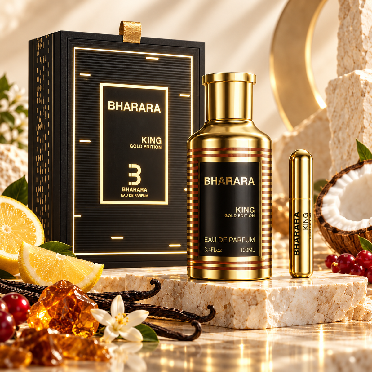 Bharara King Gold Edition Eau de Parfum for Men, 3.4 Ounce