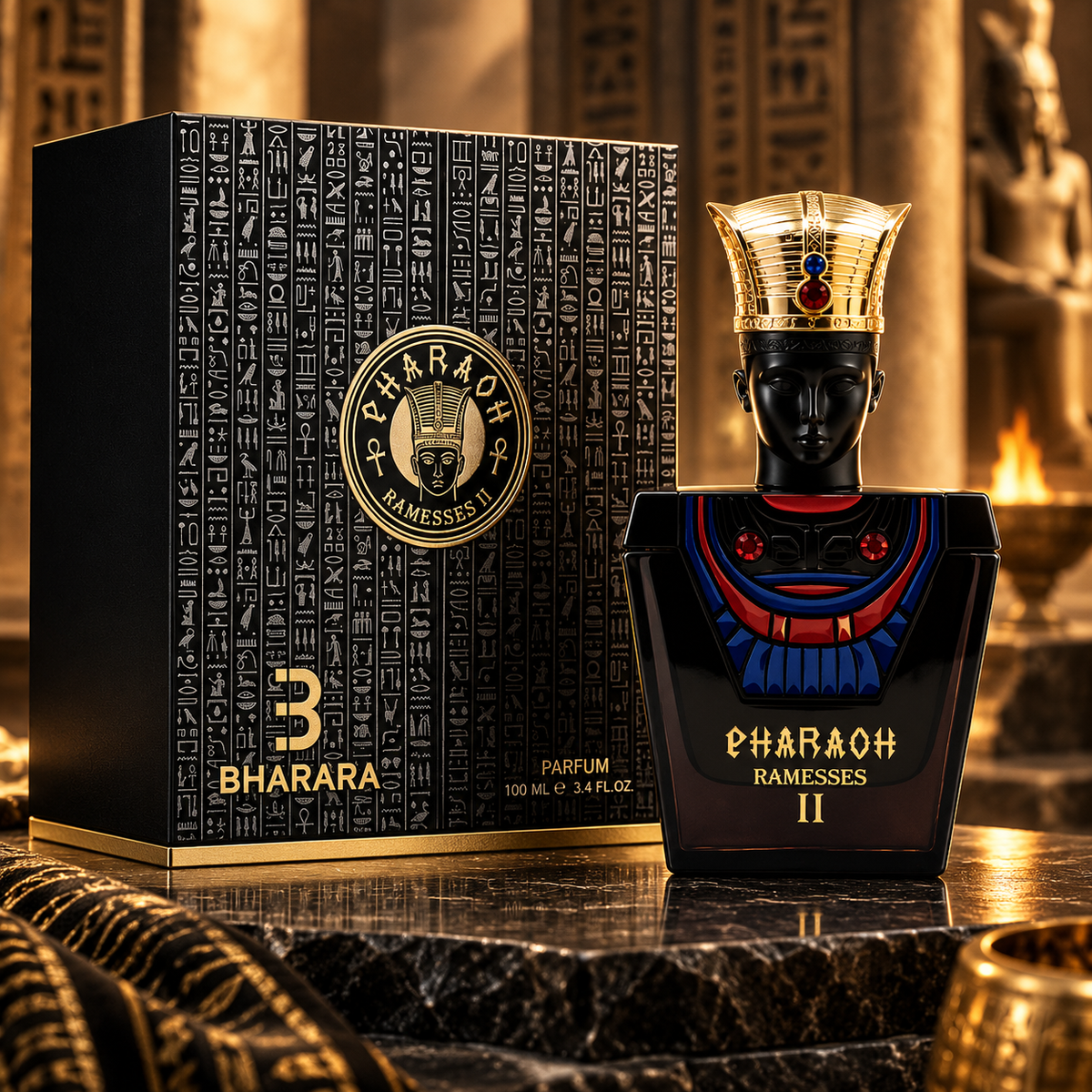 Bharara Pharaoh Ramesses II Parfum for Men, 3.4 Ounce