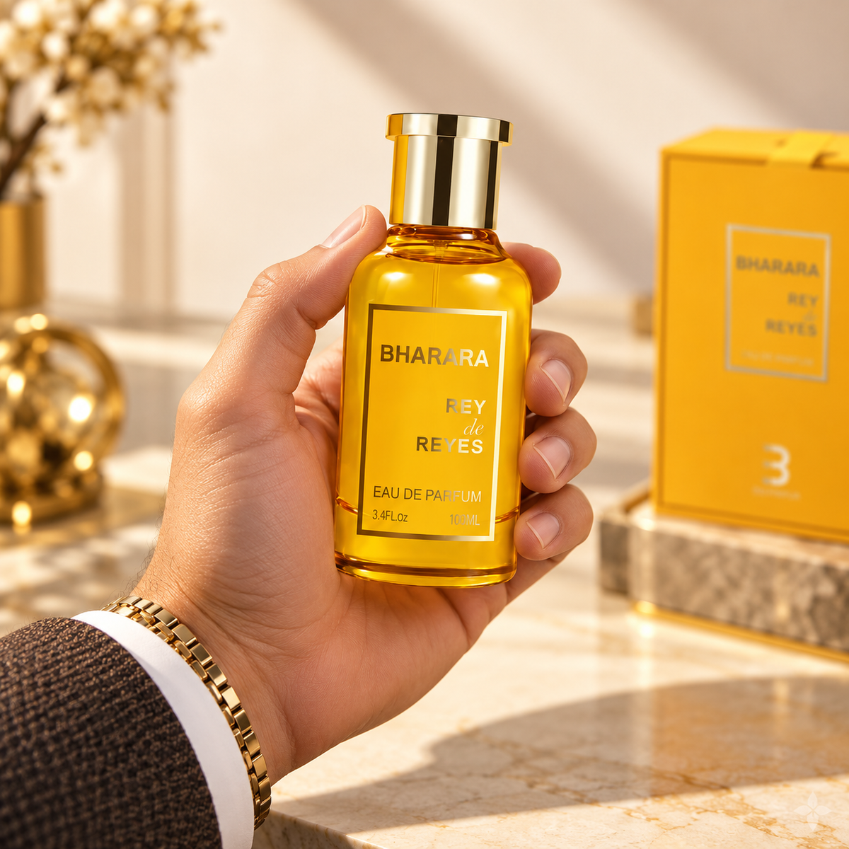Bharara Rey de Reyes Yellow Eau de Parfum for Men 3.4 Ounce