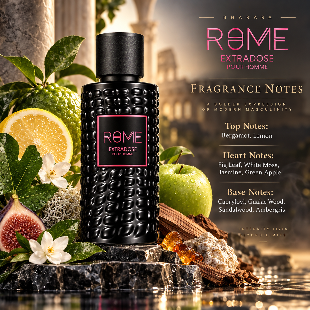 Bharara Rome Extradose Pour Homme Eau de Parfum for Men, 3.4 Ounce