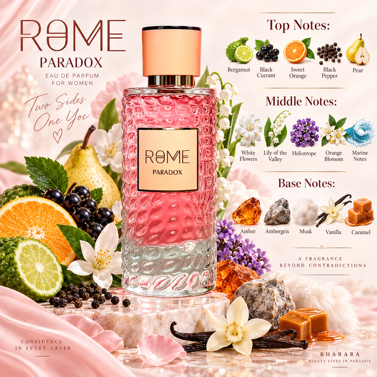 Bharara Rome Paradox Eau de Parfum for Women, 3.4 Ounce