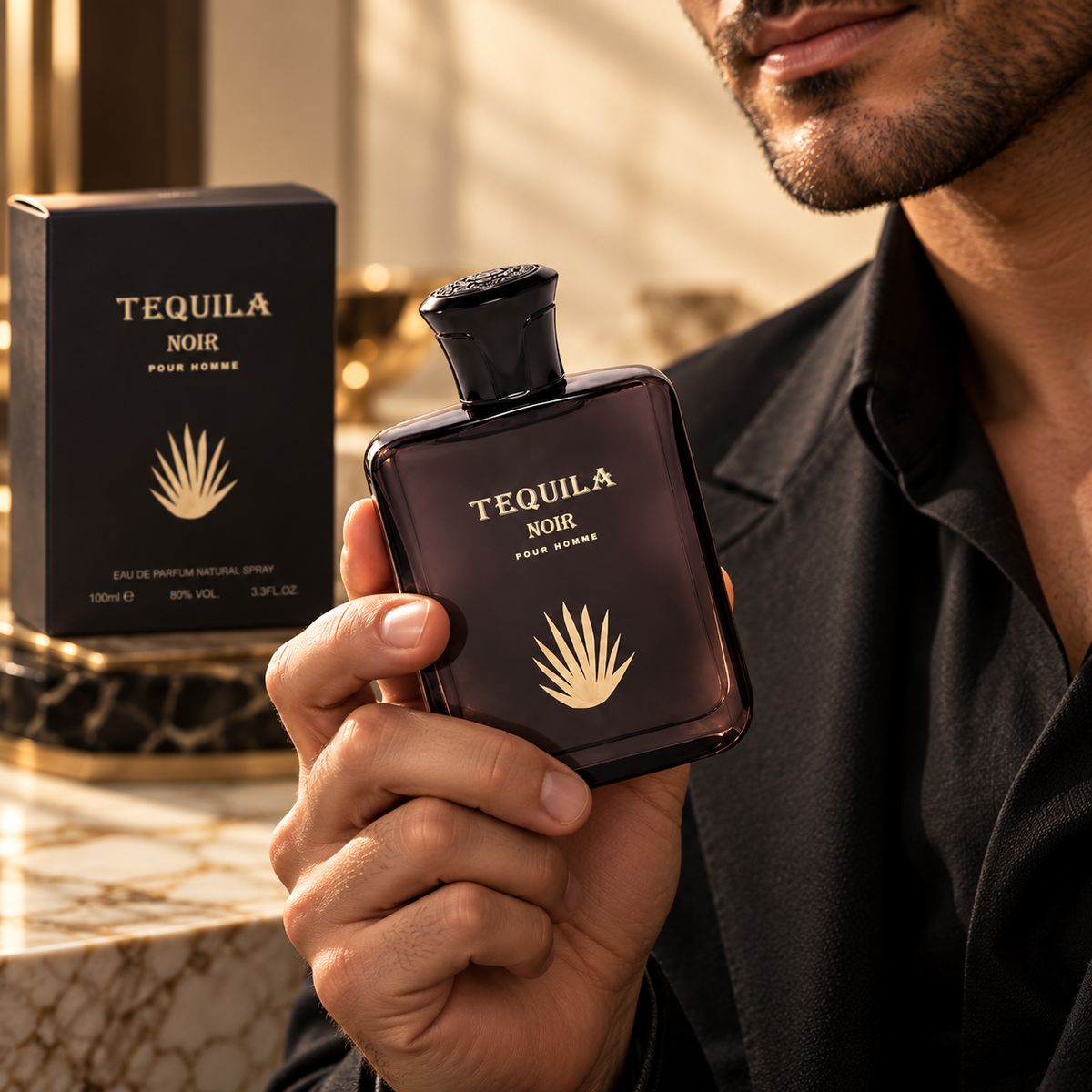 Bharara Tequila Noir Pour Homme Eau de Parfum for Men 3.3 Ounce