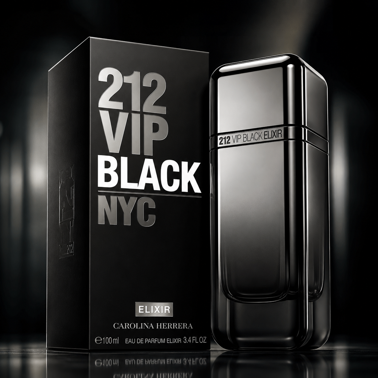 Carolina Herrera 212 VIP Black Elixir Eau de Parfum for Men 3.4 Ounce