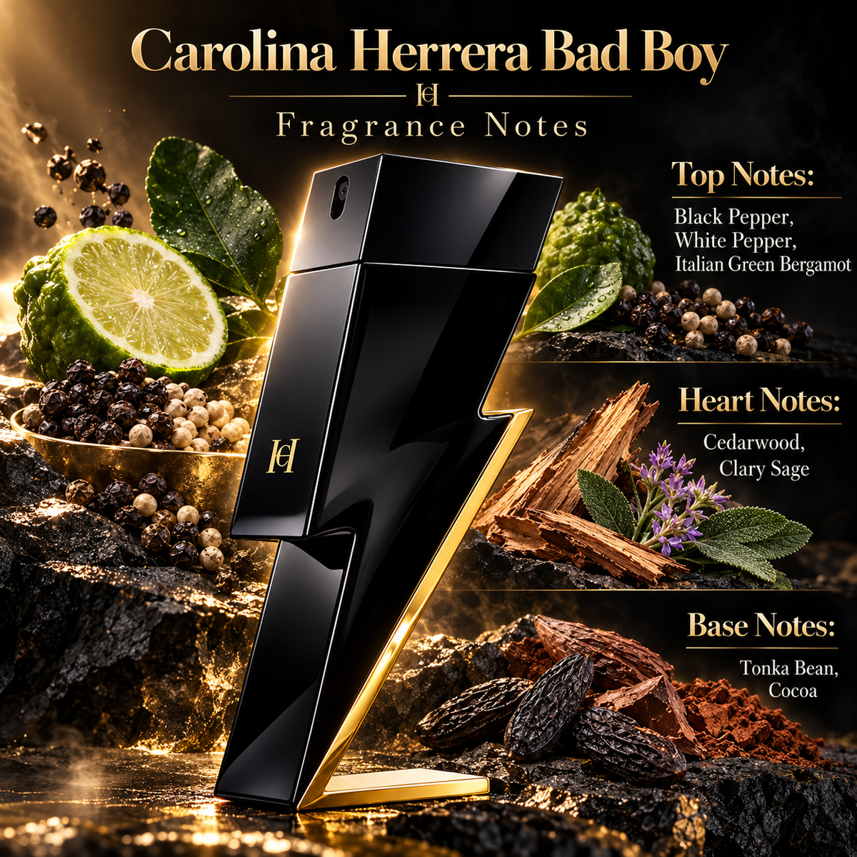Carolina Herrera Bad Boy Eau de Toilette for Men 3.4 Ounce