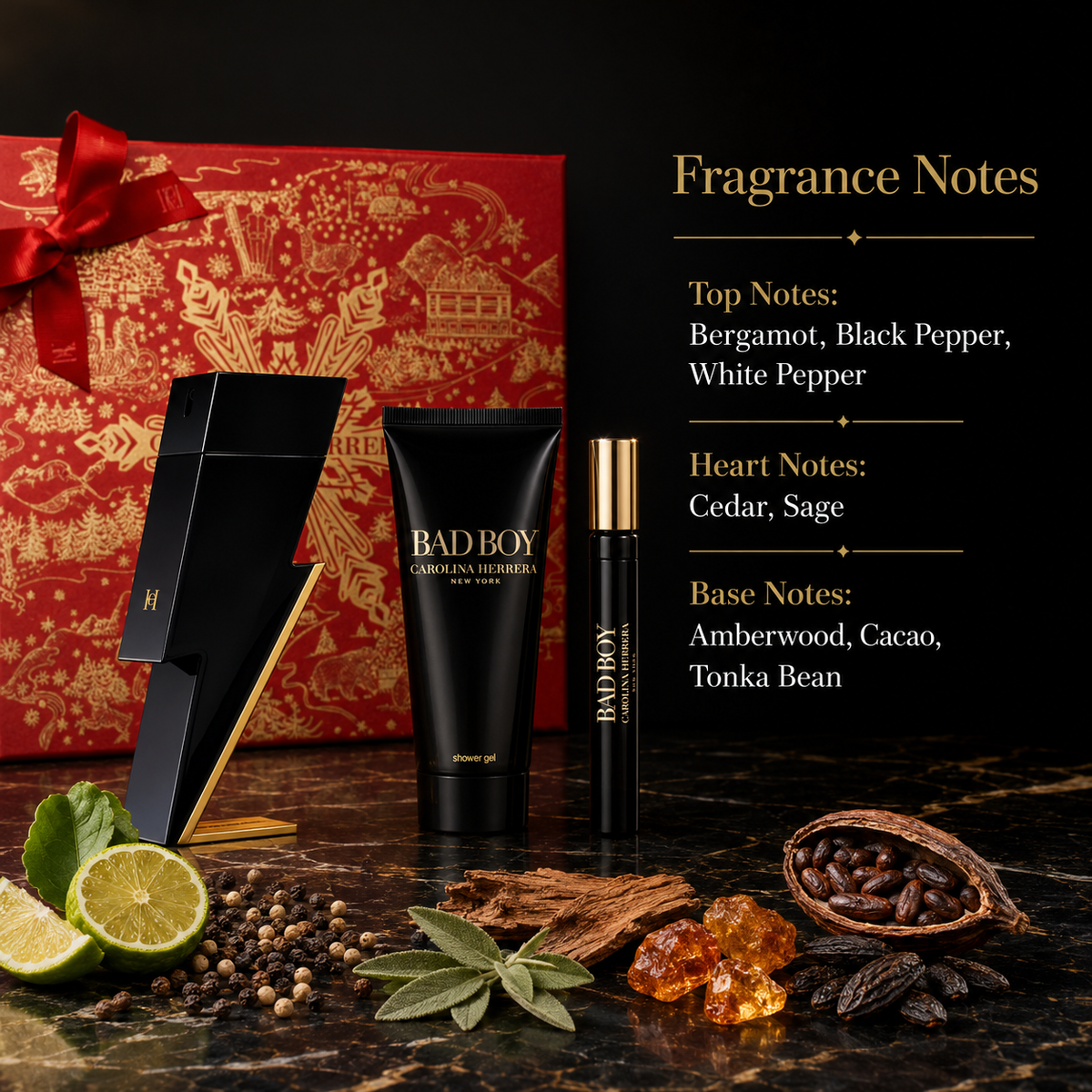 Carolina Herrera Bad Boy 3-Piece Gift Set for Men