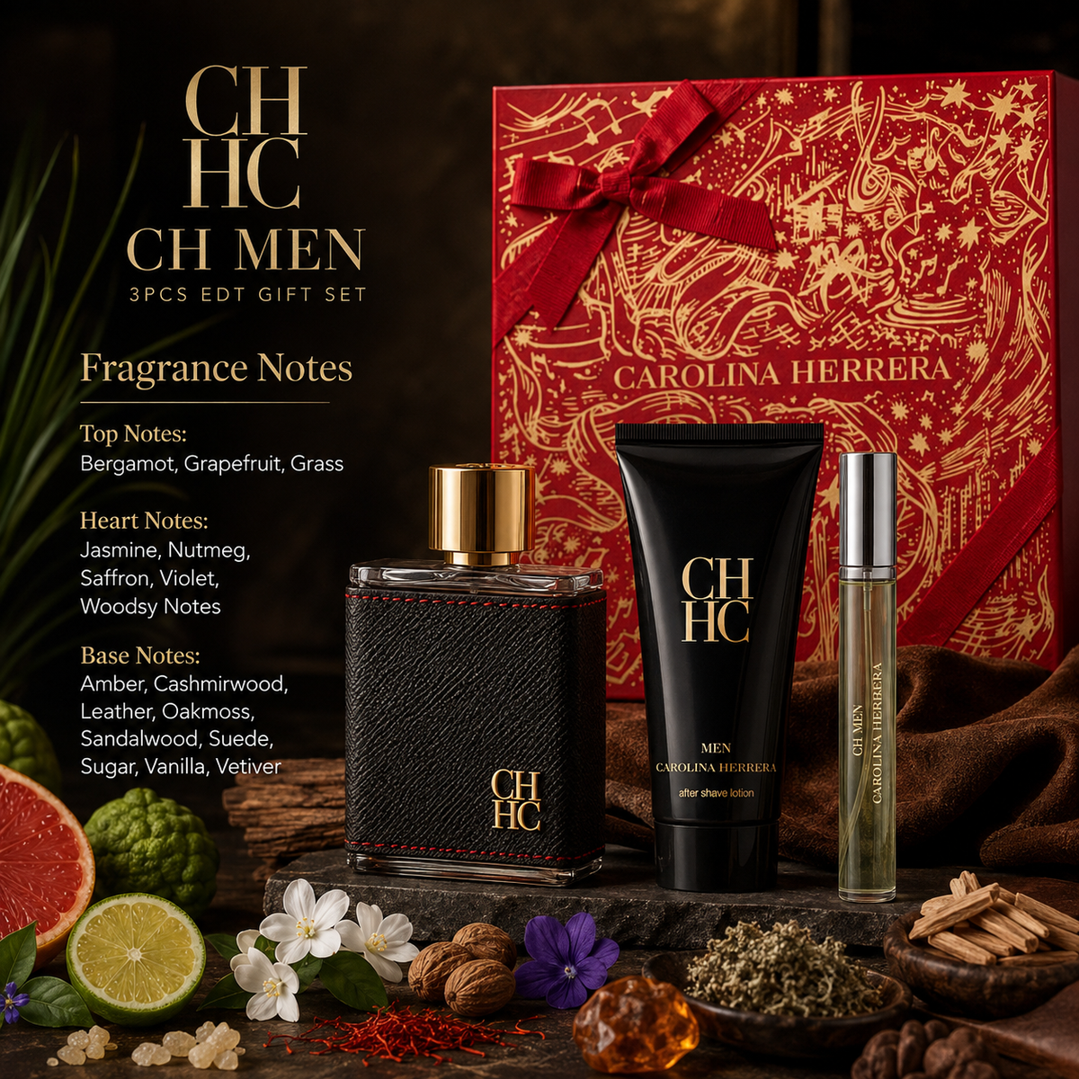 Carolina Herrera CH Men 3-Piece Gift Set for Men