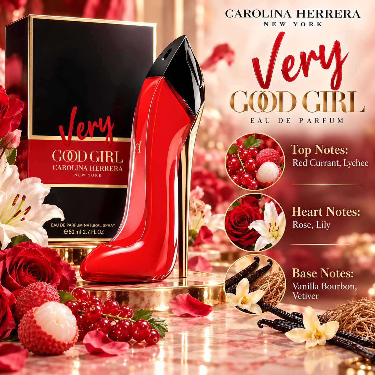 Carolina Herrera Very Good Girl Eau de Parfum for Women 2.7 Ounce