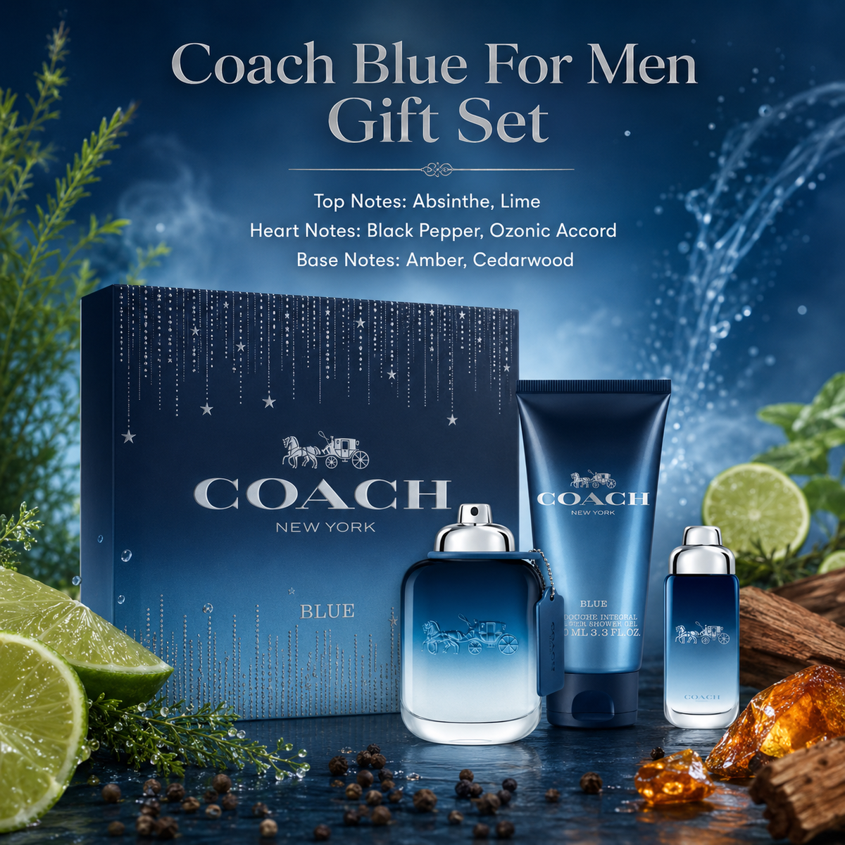 Coach Blue 3-Piece Gift Set for Men