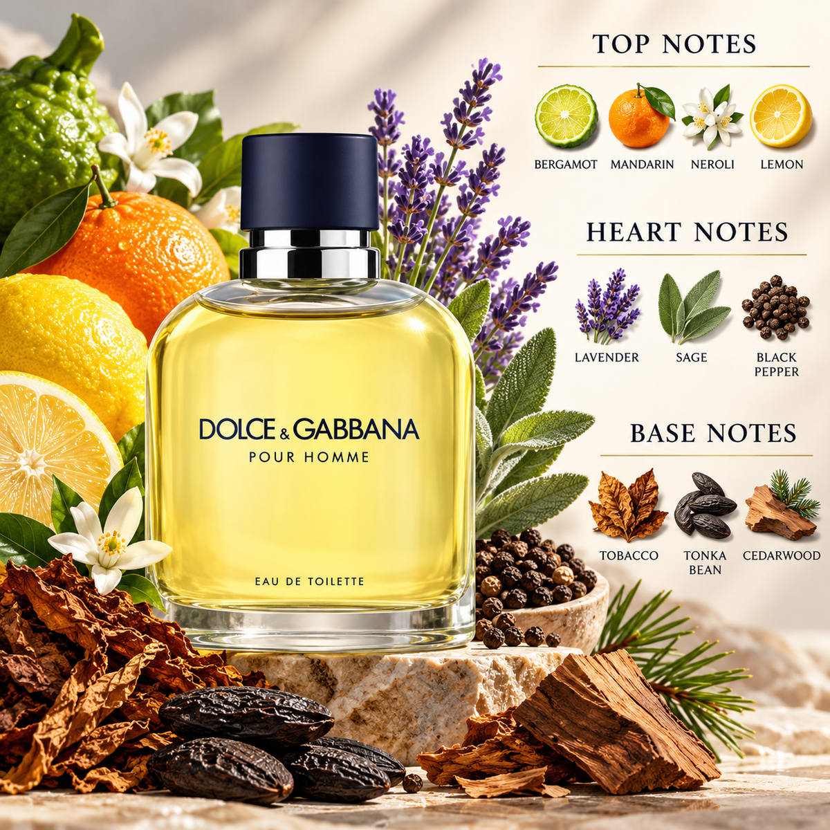 Dolce & Gabbana Pour Homme Eau de Toilette for Men 2.5 Ounce