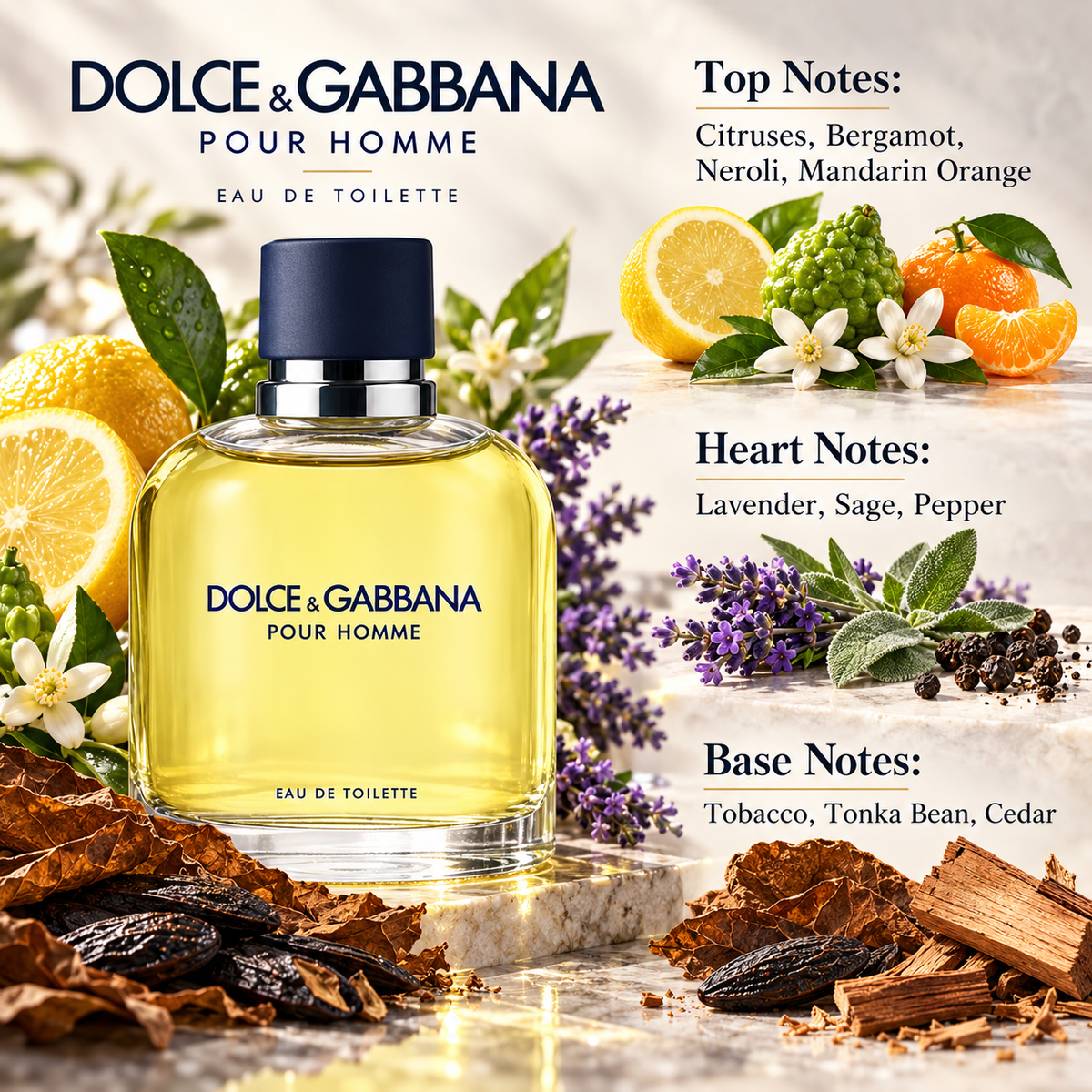 Dolce & Gabbana Pour Homme Eau de Toilette for Men 4.2 Ounce