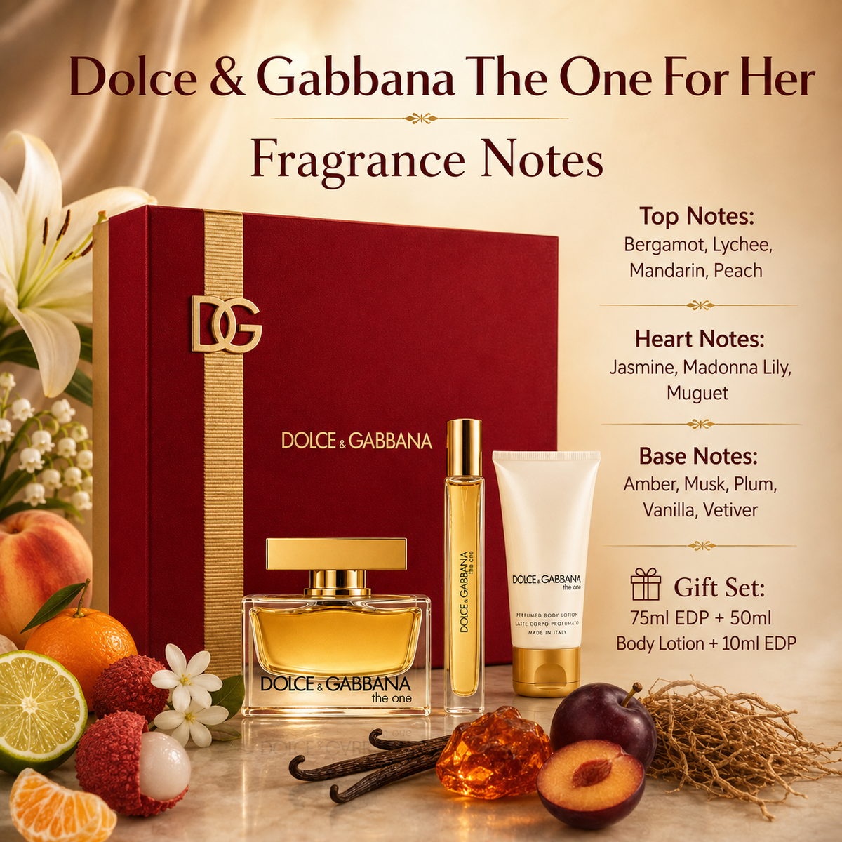 Dolce & Gabbana The One 3-Piece Gift Set for Women (with Body Lotion)