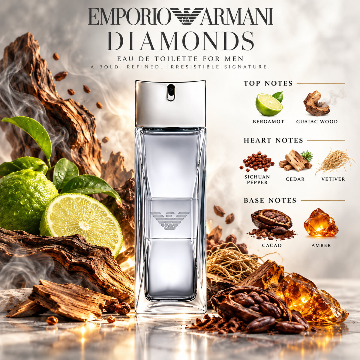 Emporio Armani Diamonds Eau de Toilette for Men 2.5 Ounce
