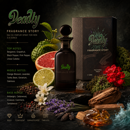 Fragrance Story Deadly Men Eau De Parfum Spray For Men 3.4 Ounce